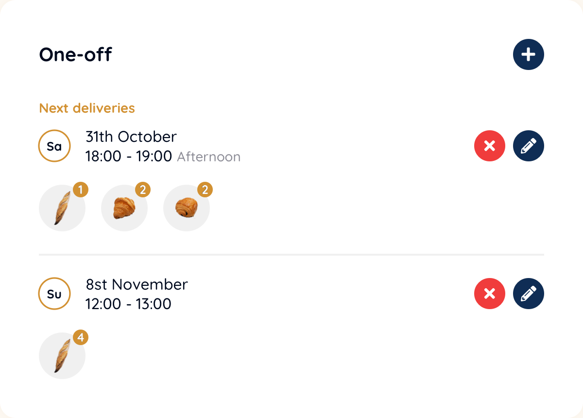 Screenshot of a one-off order summary
